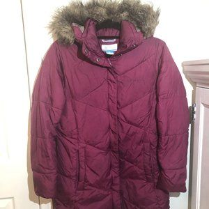 Columbia Women's Fuchsia Long Fur Trim Puffer Coat Size S